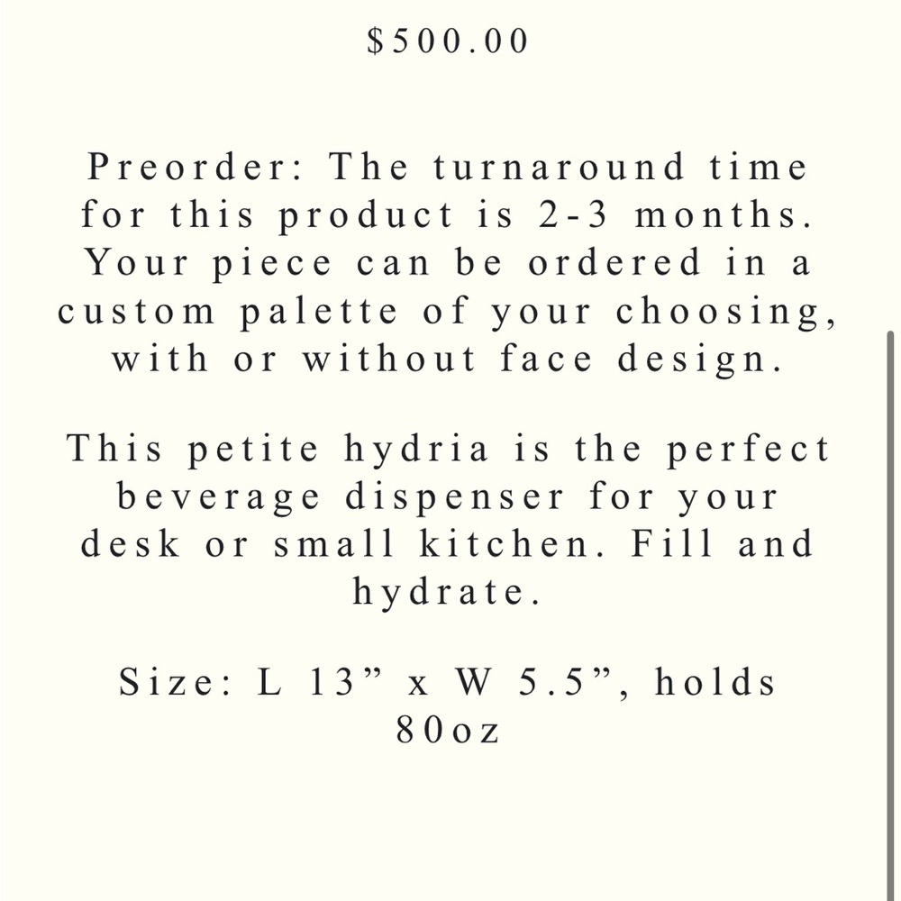Memor Studios Custom Made Petite Hydria Water Dispenser - Picture 12 of 13